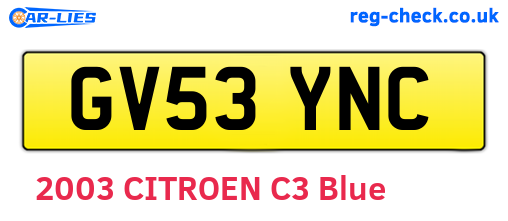 GV53YNC are the vehicle registration plates.