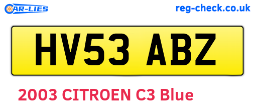 HV53ABZ are the vehicle registration plates.