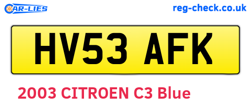 HV53AFK are the vehicle registration plates.