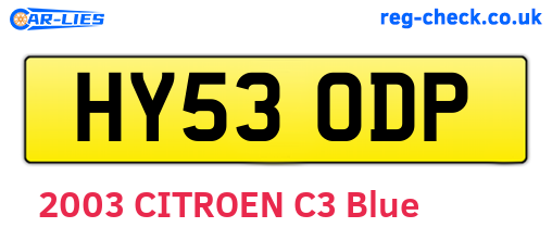 HY53ODP are the vehicle registration plates.