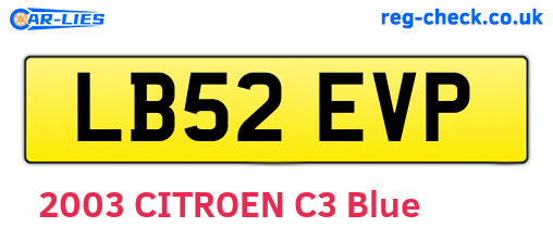 LB52EVP are the vehicle registration plates.