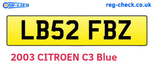 LB52FBZ are the vehicle registration plates.