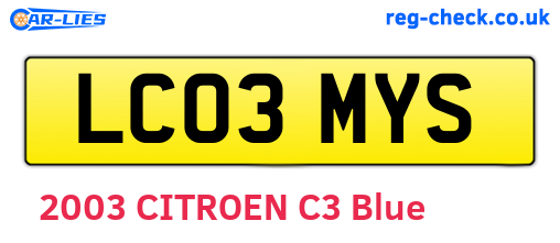 LC03MYS are the vehicle registration plates.