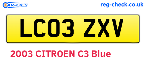LC03ZXV are the vehicle registration plates.