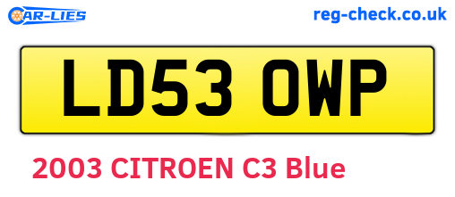 LD53OWP are the vehicle registration plates.