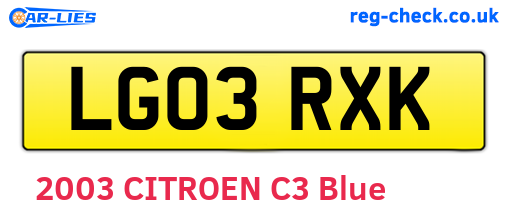LG03RXK are the vehicle registration plates.