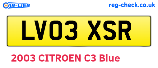 LV03XSR are the vehicle registration plates.