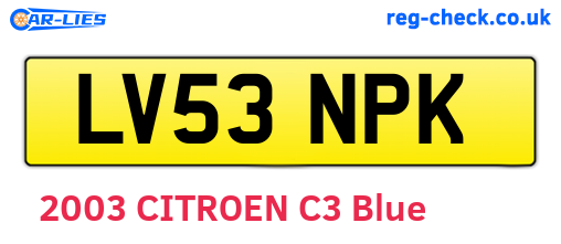 LV53NPK are the vehicle registration plates.