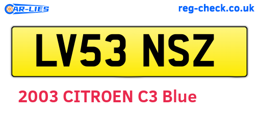 LV53NSZ are the vehicle registration plates.