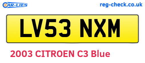 LV53NXM are the vehicle registration plates.