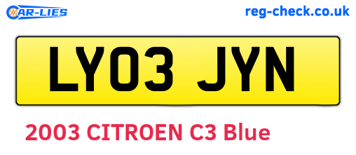 LY03JYN are the vehicle registration plates.