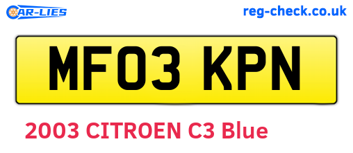 MF03KPN are the vehicle registration plates.