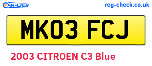 MK03FCJ are the vehicle registration plates.