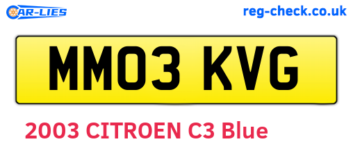MM03KVG are the vehicle registration plates.