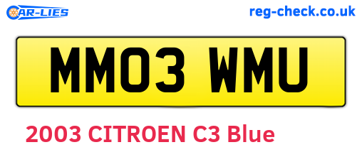 MM03WMU are the vehicle registration plates.