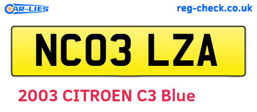 NC03LZA are the vehicle registration plates.