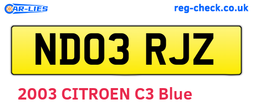 ND03RJZ are the vehicle registration plates.