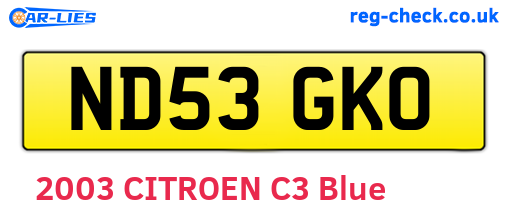 ND53GKO are the vehicle registration plates.