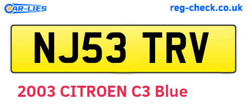 NJ53TRV are the vehicle registration plates.