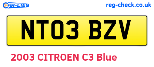 NT03BZV are the vehicle registration plates.