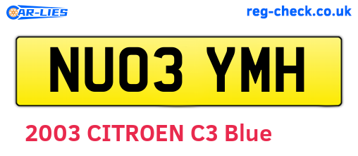 NU03YMH are the vehicle registration plates.