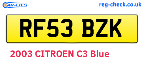 RF53BZK are the vehicle registration plates.