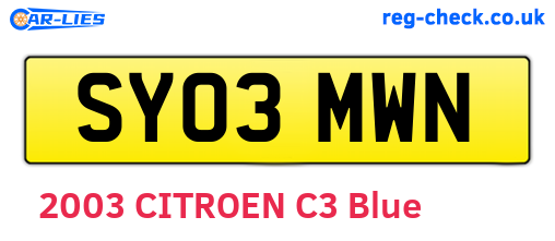 SY03MWN are the vehicle registration plates.