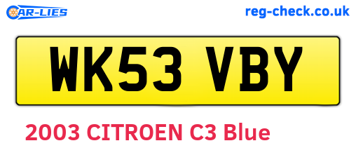 WK53VBY are the vehicle registration plates.