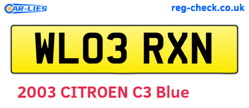 WL03RXN are the vehicle registration plates.