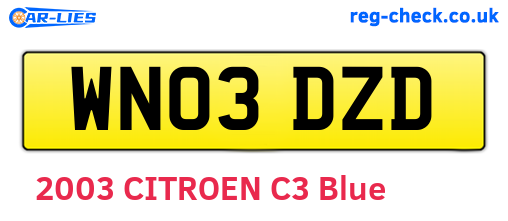 WN03DZD are the vehicle registration plates.