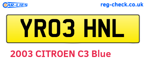 YR03HNL are the vehicle registration plates.