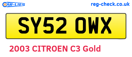 SY52OWX are the vehicle registration plates.