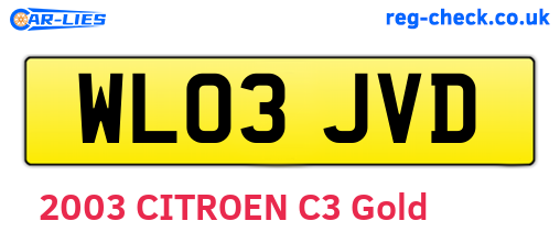 WL03JVD are the vehicle registration plates.