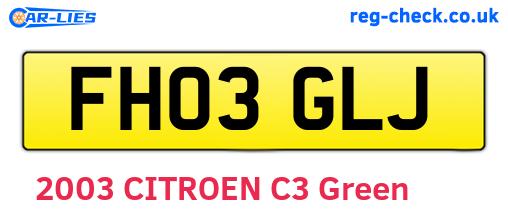 FH03GLJ are the vehicle registration plates.