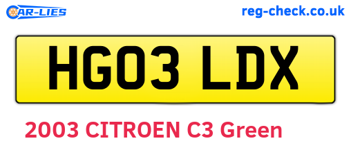 HG03LDX are the vehicle registration plates.