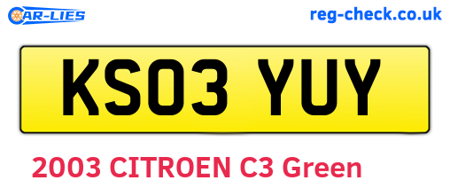 KS03YUY are the vehicle registration plates.