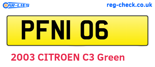 PFN106 are the vehicle registration plates.