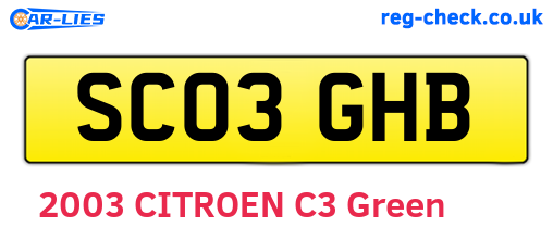 SC03GHB are the vehicle registration plates.