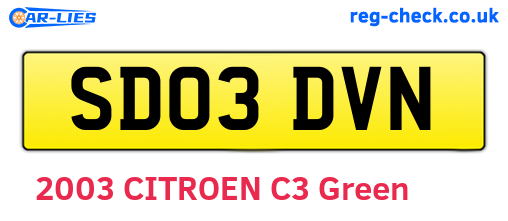 SD03DVN are the vehicle registration plates.