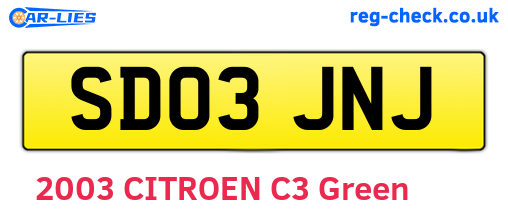 SD03JNJ are the vehicle registration plates.