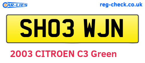 SH03WJN are the vehicle registration plates.