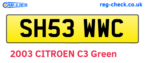 SH53WWC are the vehicle registration plates.