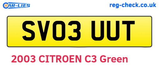 SV03UUT are the vehicle registration plates.