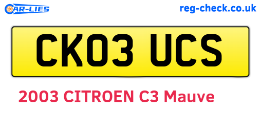 CK03UCS are the vehicle registration plates.