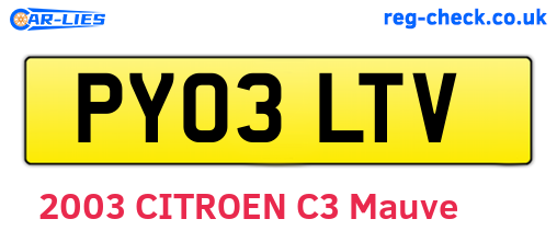 PY03LTV are the vehicle registration plates.