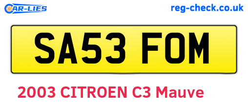SA53FOM are the vehicle registration plates.