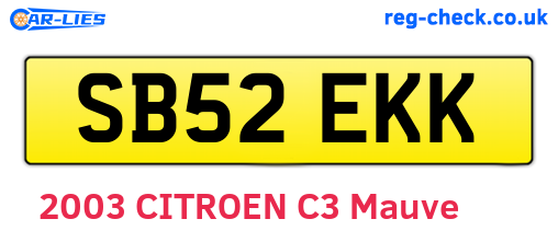 SB52EKK are the vehicle registration plates.