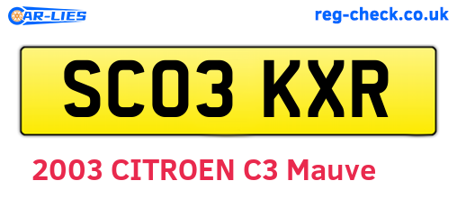 SC03KXR are the vehicle registration plates.