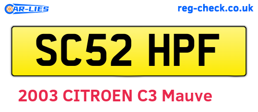 SC52HPF are the vehicle registration plates.