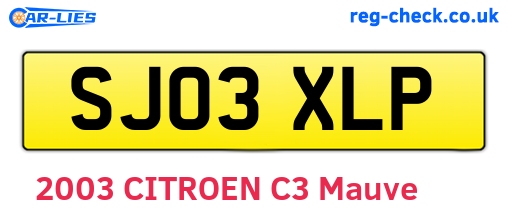 SJ03XLP are the vehicle registration plates.